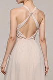 Ivory A Line V-Neck Long Formal Dress with Slit