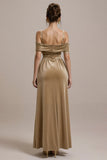 Terracotta A Line Cold Shoulder Long Formal Dress with Bow