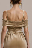 Terracotta A Line Cold Shoulder Long Formal Dress with Bow