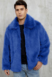 Black Fluffy Faux Fur Short Winter Men's Coat