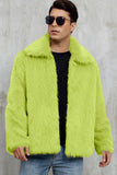 Black Fluffy Faux Fur Short Winter Men's Coat