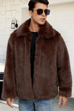 Black Fluffy Faux Fur Short Winter Men's Coat