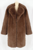 Brown Faux Fur Notched Lapel Long Men's Winter Coat