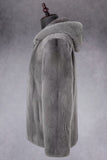 Grey Zip-Up Faux Fur Hooded Men's Winter Coat