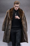 Camel Shawl Lapel Faux Fur Long Men's Coat