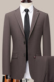 Coffee Notched Lapel Singel Breasted Slim Fit Suit