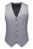 Grey 3 Piece Notched Lapel Single Breasted Men Suits