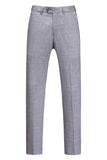 Grey Plaid Notched Lapel 3 Pieces Men's Formal Suits