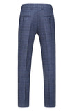 Men's Dark Blue Plaid Notched Lapel 3 Pieces Prom Suits