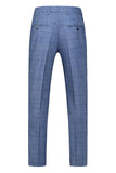 Men's Dark Blue Plaid Notched Lapel 3 Pieces Prom Suits