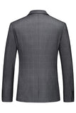Men's Grey Plaid Peak Lapel 3 Pieces Formal Suits