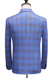 Blue Plaid Peak Lapel 2 Pieces Prom Suits