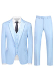Men's Violet Single Breasted Notched Lapel 3 Pieces Prom Suits