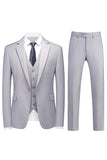 Men's Violet Single Breasted Notched Lapel 3 Pieces Prom Suits