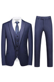 Men's Violet Single Breasted Notched Lapel 3 Pieces Prom Suits