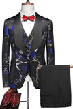 Purple Shawl Lapel Jacquard 3 Piece Men's Prom Suits