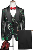 Purple Shawl Lapel Jacquard 3 Piece Men's Prom Suits