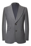 Grey 2 Piece Peak Lapel Single Breasted Men's Prom Suits