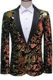 Sparkly Men's Blue Purple Notched Lapel Prom Blazer With Sequins