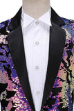 Sparkly Men's Blue Purple Notched Lapel Prom Blazer With Sequins