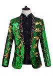 Sparkly Shawl Lapel Purple And Blue Men's Prom Blazer With Sequins