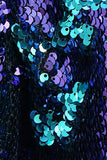 Sparkly Shawl Lapel Purple And Blue Men's Prom Blazer With Sequins