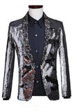Sparkly Shawl Lapel Purple And Blue Men's Prom Blazer With Sequins