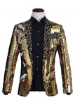 Sparkly Shawl Lapel Purple And Blue Men's Prom Blazer With Sequins