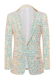 Sparkly Champagne Notched Lapel 2 Piece Men's Prom Suits with Sequins