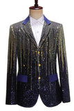 Men's Black Notched Lapel Single Breasted Prom Blazer with Sequins