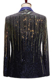 Men's Black Notched Lapel Single Breasted Prom Blazer with Sequins
