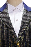 Men's Black Notched Lapel Single Breasted Prom Blazer with Sequins