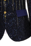 Men's Black Notched Lapel Single Breasted Prom Blazer with Sequins
