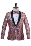 Sparkly Sequins Men's Red Shawl Lapel Prom Blazer