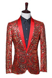 Sparkly Sequins Men's Red Shawl Lapel Prom Blazer