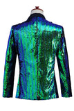 Sparkly Silver and Golden Shawl Lapel Men's Prom Blazer with Sequins