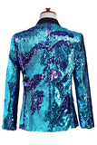 Sparkly Silver and Golden Shawl Lapel Men's Prom Blazer with Sequins