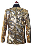 Sparkly Silver and Golden Shawl Lapel Men's Prom Blazer with Sequins