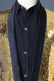 Sparkly Silver and Golden Shawl Lapel Men's Prom Blazer with Sequins