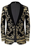 Men's Golden Jacquard 2 Piece Notched Lapel Prom Suits