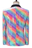 Sparkly Rainbow Shawl Lapel Men's Prom Blazer with Sequins
