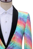 Sparkly Rainbow Shawl Lapel Men's Prom Blazer with Sequins