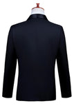 2 Piece Peak Lapel One Button Black Men's Suit with Beading