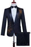 White Shawl Lapel Slim Fit 2 Piece Men's Prom Suit with Beading