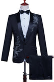 White Shawl Lapel Slim Fit 2 Piece Men's Prom Suit with Beading
