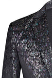Sparkly Black Notched Lapel 2 Piece Men's Prom Suit with 3D Flower