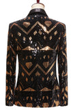 Black and Golden Sequin Shawl Lapel Men's Prom Blazer