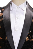 Black and Golden Sequin Shawl Lapel Men's Prom Blazer