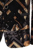 Black and Golden Sequin Shawl Lapel Men's Prom Blazer