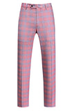 Pink Plaid Notched Lapel One Button 3 Piece Men's Suit